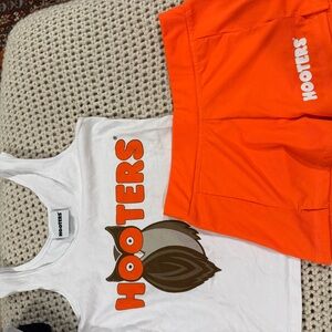 Hooters Halloween costume White and Orange Tank Top with Shorts